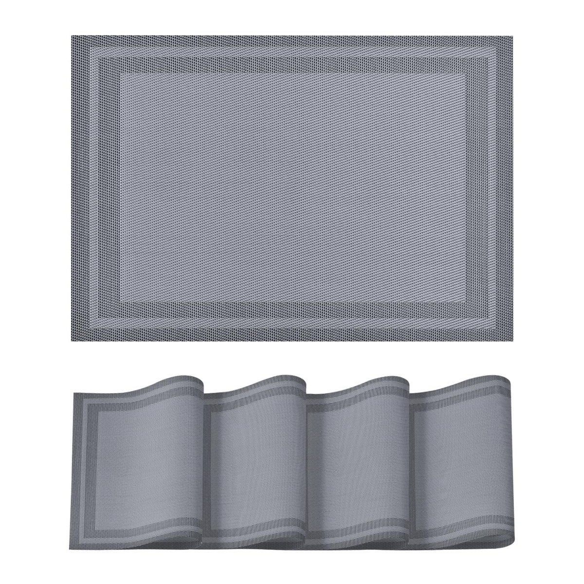 Artoid Mode Navy Blue Vinyl Placemats Set of 4, Washable Heat Resistant Non-Slip Woven Plastic PVC Place Mats for Farmhouse Holiday Party Kitchen Dining Decor