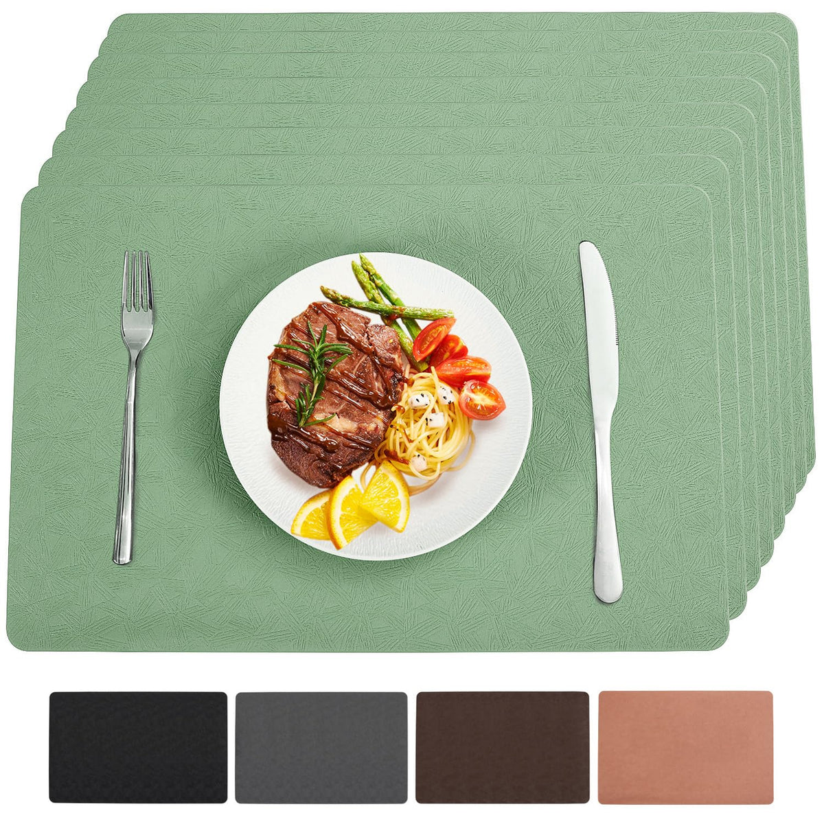Vinyl Plastic Placemats Set of 6 Waterproof Wipeable Table Mats