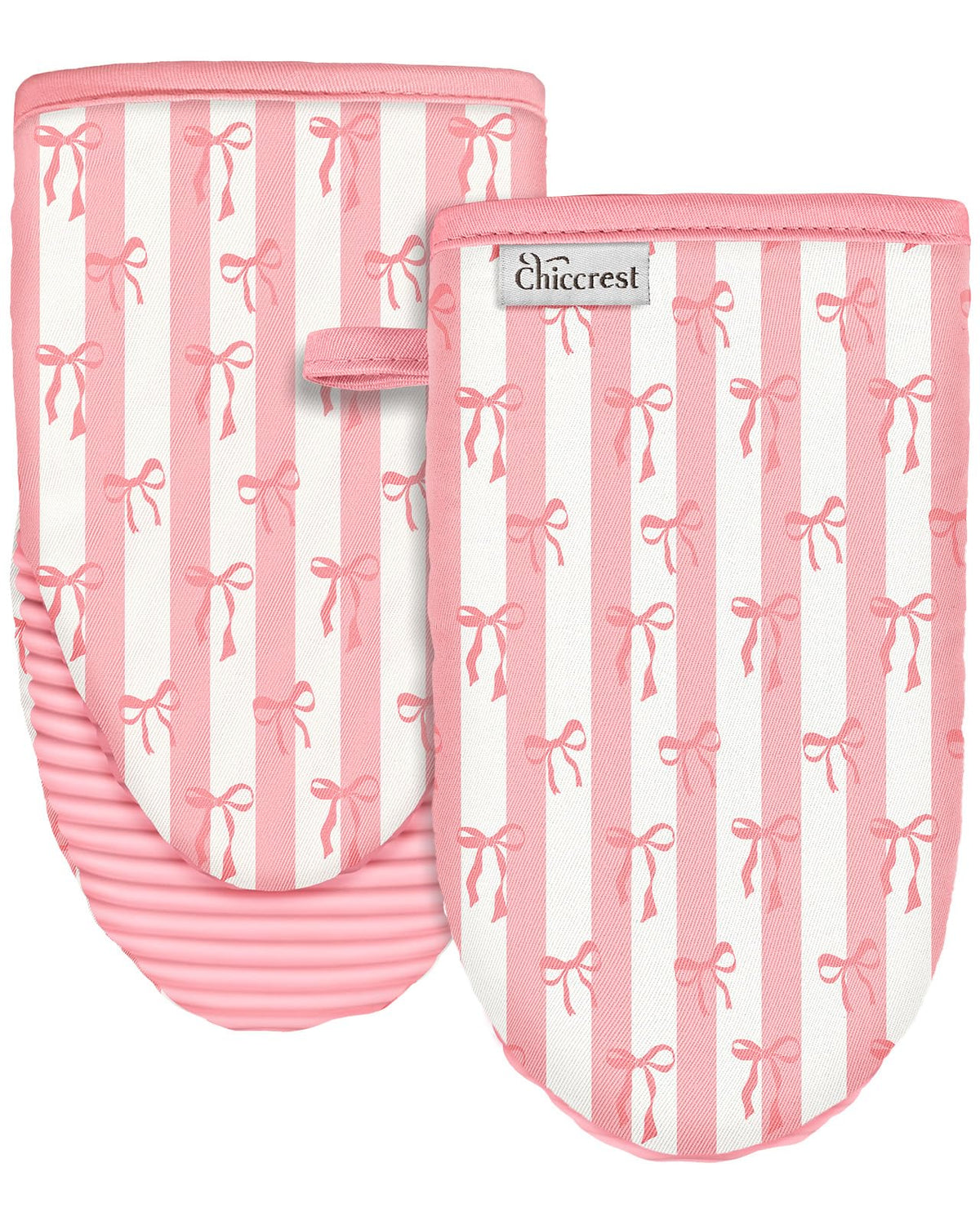 100% Thick Cotton Oven Mitts Ribbed Soft Silicone Natural Leaf