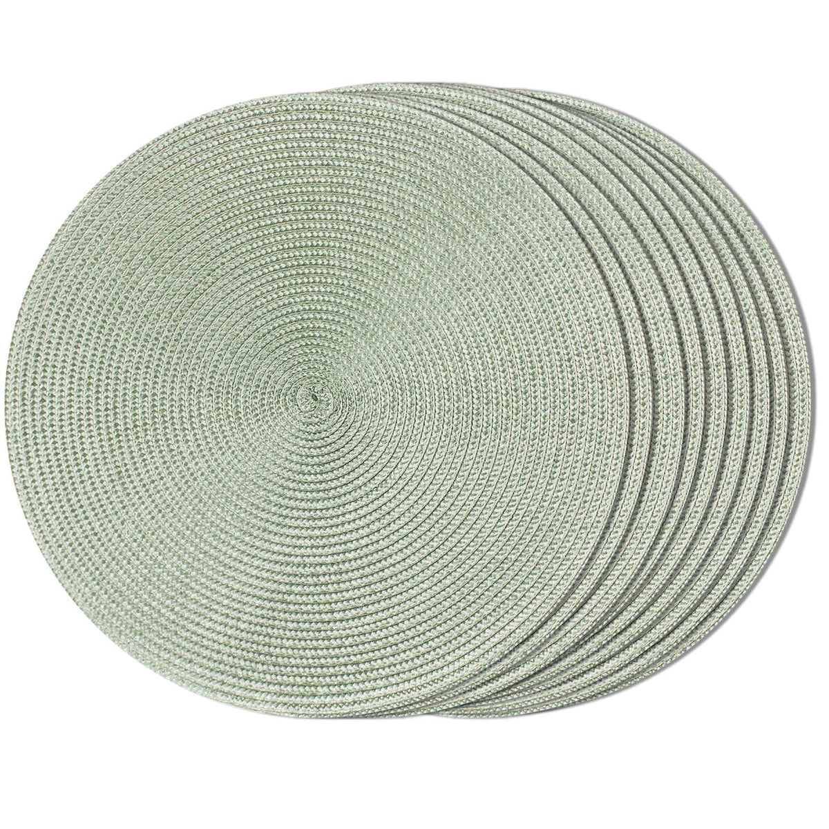 FunWheat Round Braided Placemats Set of 6 Table Mats for Dining Tables Woven Washable Non-Slip Place mats 15 in(Blue, 6pcs)