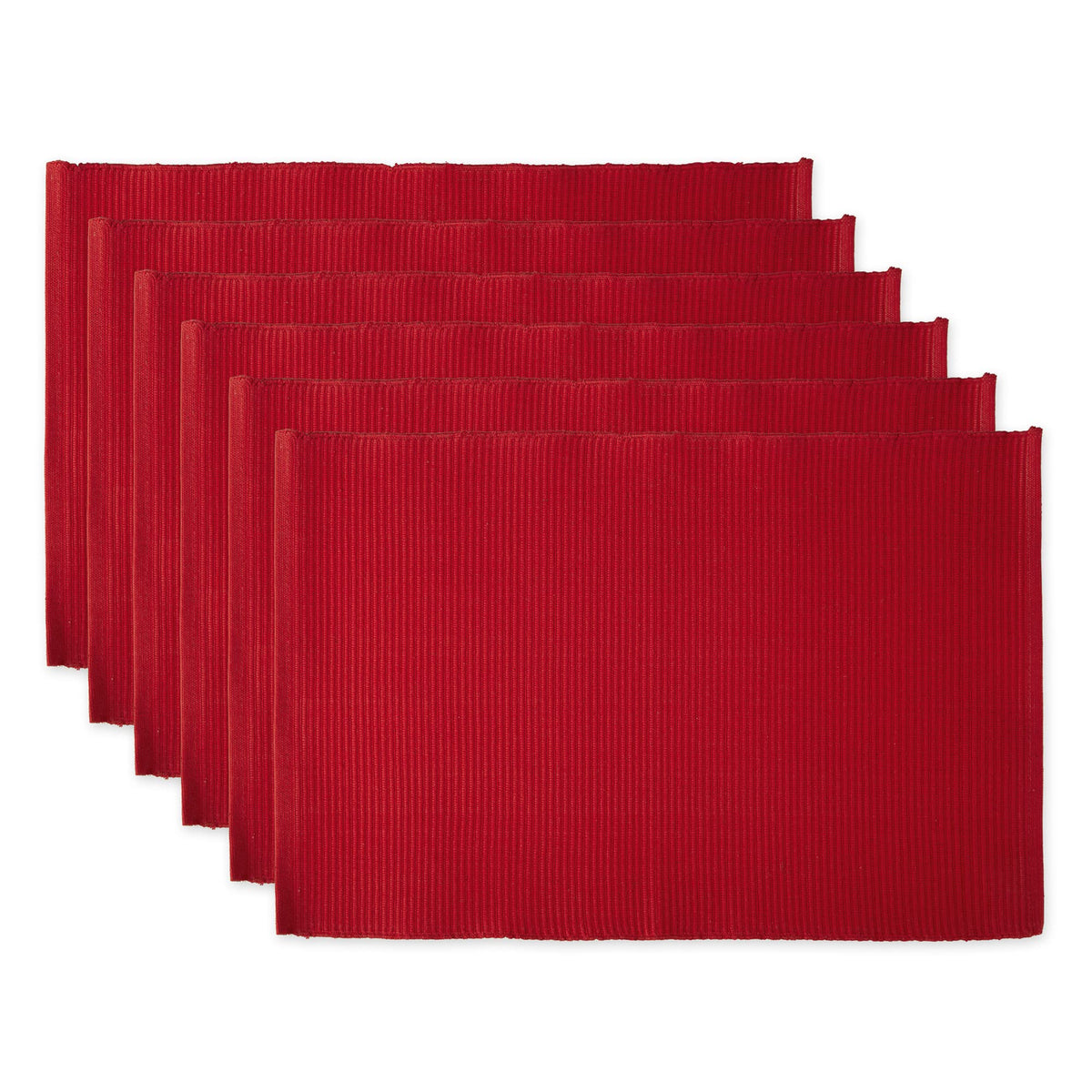 DII Basic Everyday Ribbed Tabletop 100% Cotton, Placemat Set, 13x19, Dark Brown, 6 Piece
