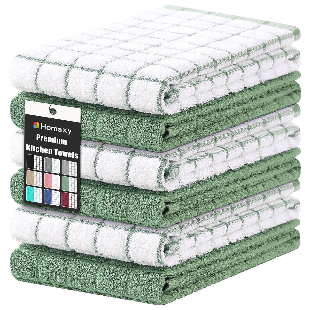 Homaxy Large Premium Cotton Kitchen Towels 16"x 28", 6 Pack, Grey
