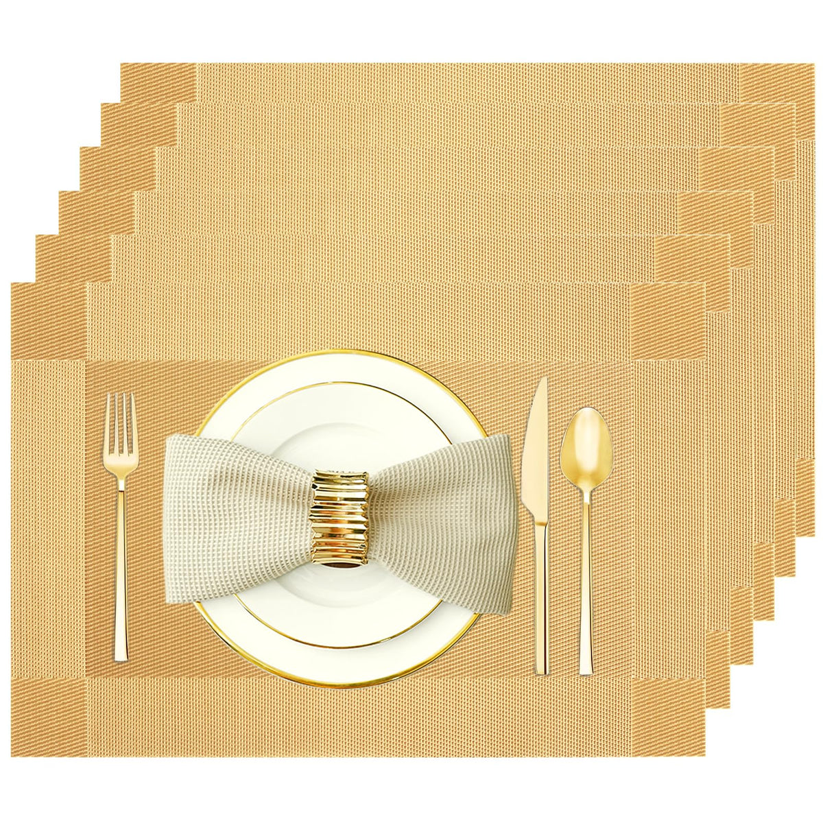 Silver Grey Vinyl Placemats Set of 6, Heat Resistant Table Placemats