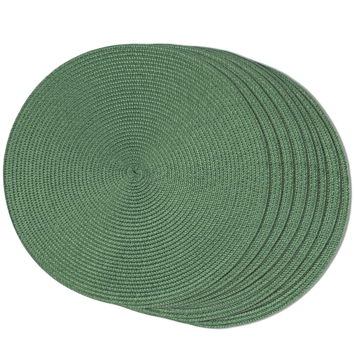 FunWheat Round Braided Placemats Set of 6 Table Mats for Dining Tables Woven Washable Non-Slip Place mats 15 in(Blue, 6pcs)