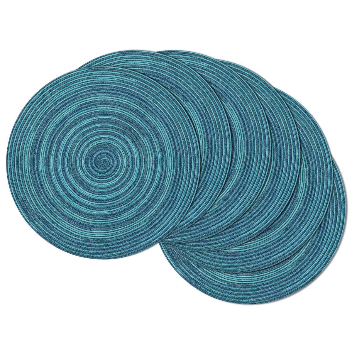 SHACOS Round Braided Placemats Set of 4 Washable Place Mats for Dining Tables 15 inch Non Slip Kitchen Table Mats (Beige, 4)