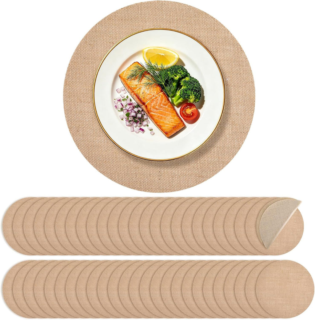 50 Pieces 11.8 Inch Burlap Round Placemats,Reusable Rustic Jute Table Mats