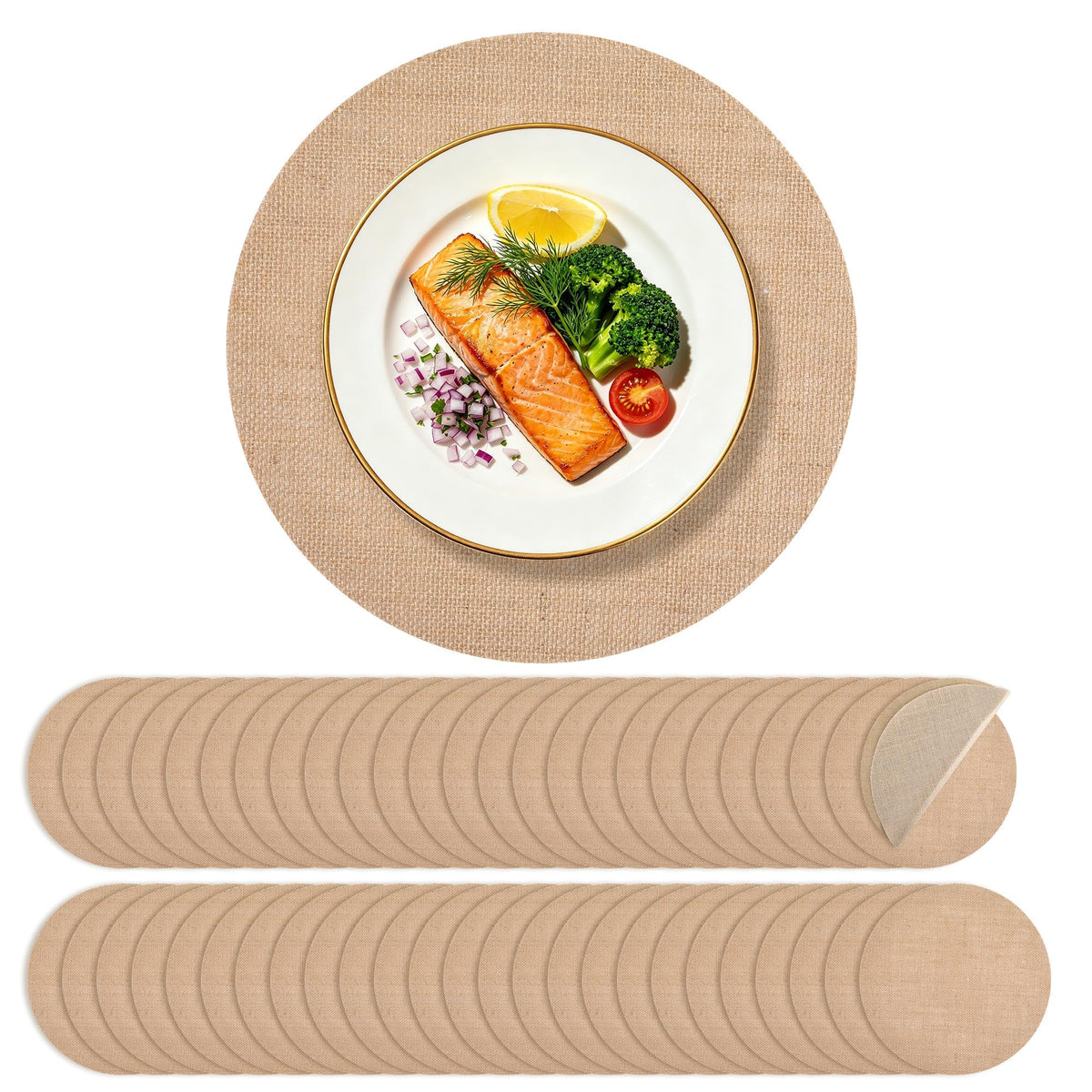 50 Pieces 11.8 Inch Burlap Round Placemats,Reusable Rustic Jute Table Mats