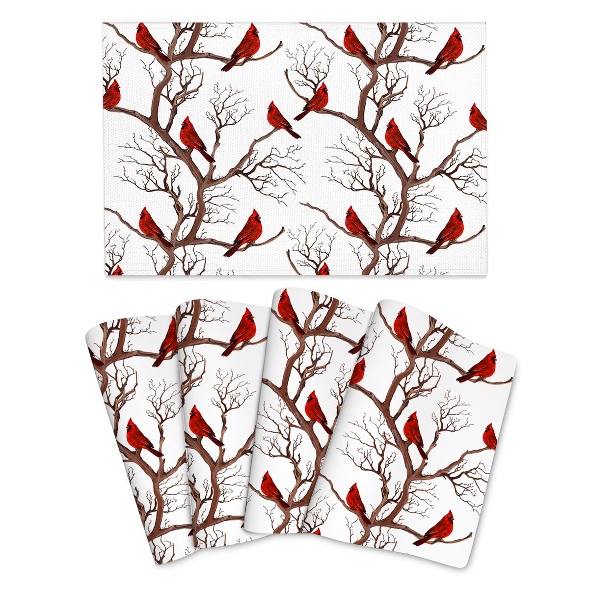 Boho Floral Placemats Set of 4, Colorful Dining Table Mats 12"x18"