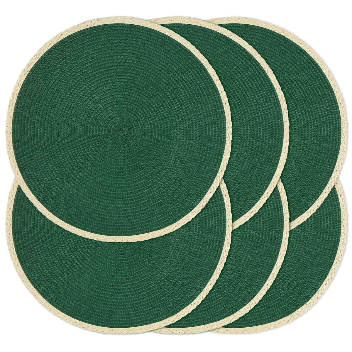 Round Placemats Set of 4, Woven Table Mats, Thin Edge, Black