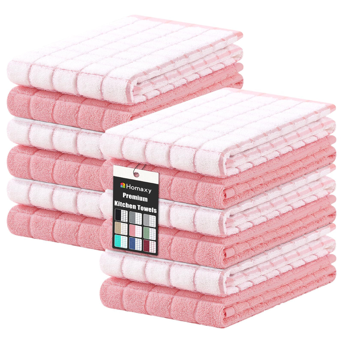 Homaxy Large Premium Cotton Kitchen Towels 16"x 28", 6 Pack, Grey