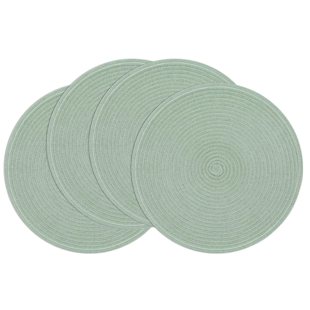 SHACOS Round Braided Placemats Set of 4 Washable Place Mats for Dining Tables 15 inch Non Slip Kitchen Table Mats (Beige, 4)