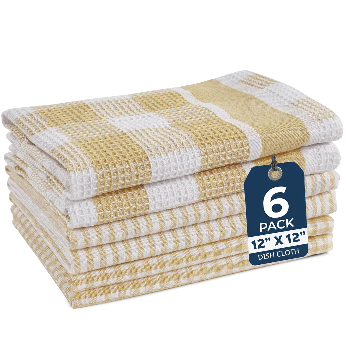 LANE LINEN 100% Cotton Kitchen Dish Cloths, Ultra Soft Absorbent Quick Drying Dish Towels, Multiweave Wash Cloths Dish Towel Sets, 13x28 Inches, 4 Pack - Grey