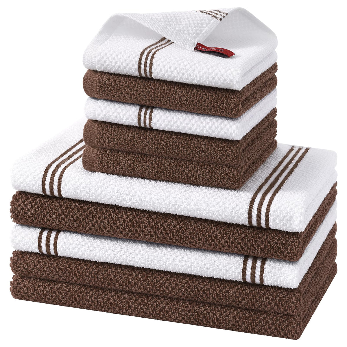 Homaxy Dual Design Kitchen Towels and Dishcloths Set, 8 Pack, Dark Grey