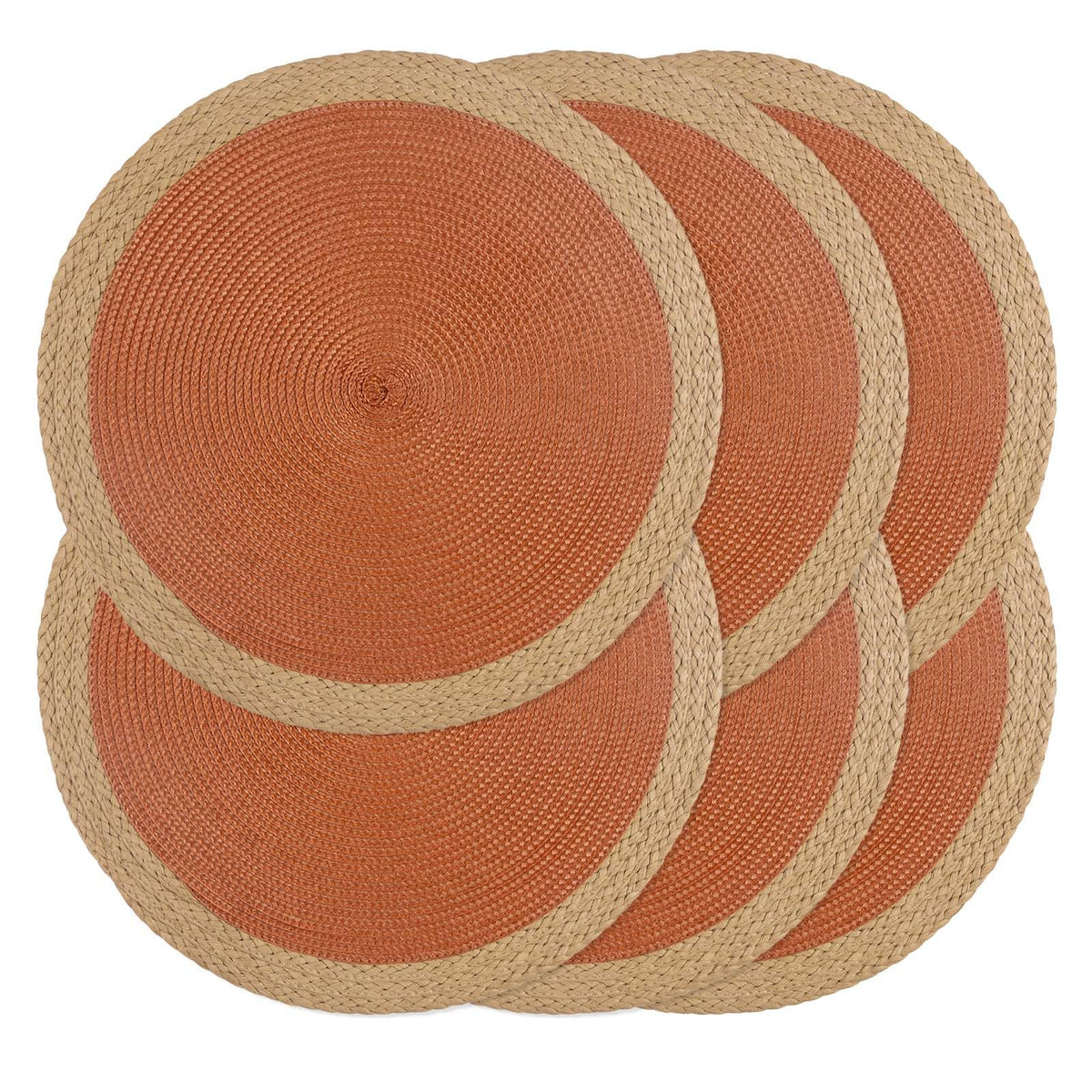 Round Placemats Set of 4, Woven Table Mats, Thin Edge, Black