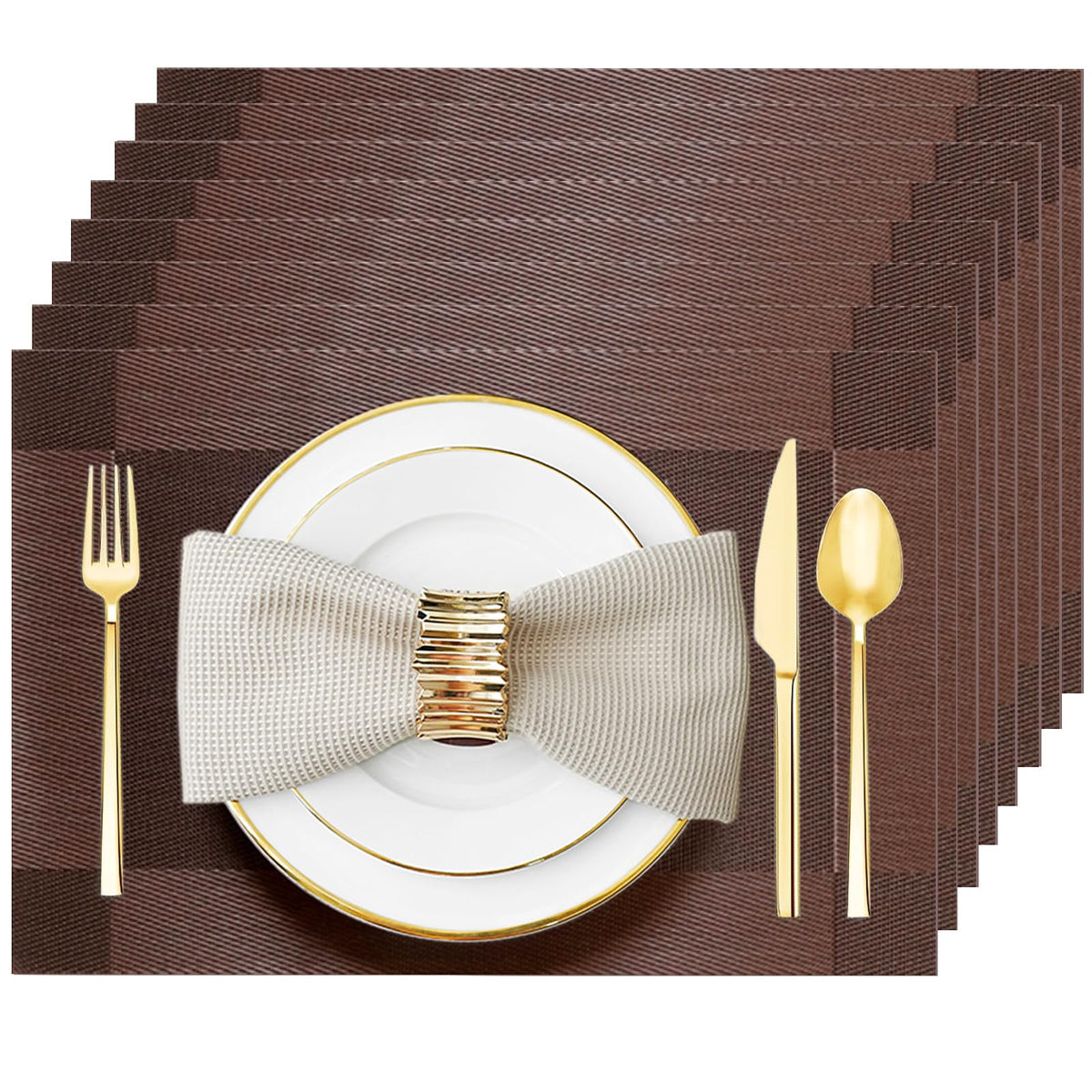 Silver Grey Vinyl Placemats Set of 6, Heat Resistant Table Placemats
