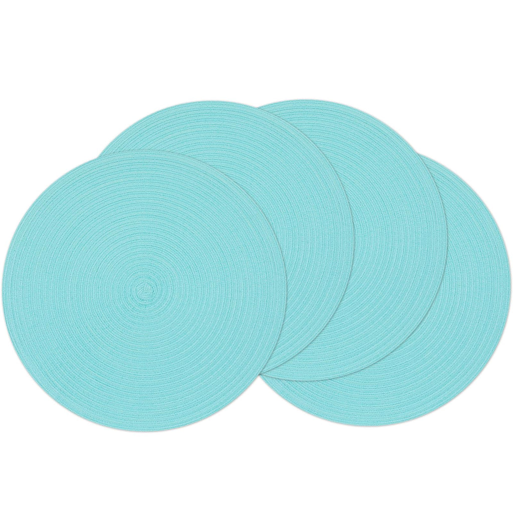 SHACOS Round Braided Placemats Set of 4 Washable Place Mats for Dining Tables 15 inch Non Slip Kitchen Table Mats (Beige, 4)