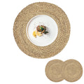 Woven Placemats Round Placemats Set of 6, 13.5 Inch Wicker Placemat Circle Rattan Placemats Farmhouse Boho Braided Natural Water Hyacinth Place Mats for Indoor & Outdoor Table Decor