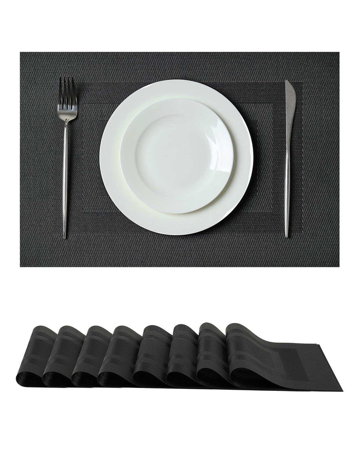 Beige White Placemats Set of 4 - Heat Resistant Non-Slip Place mats for Dining Table, Washable Durable PVC Vinyl Woven Table Mats(Beige White, 4)