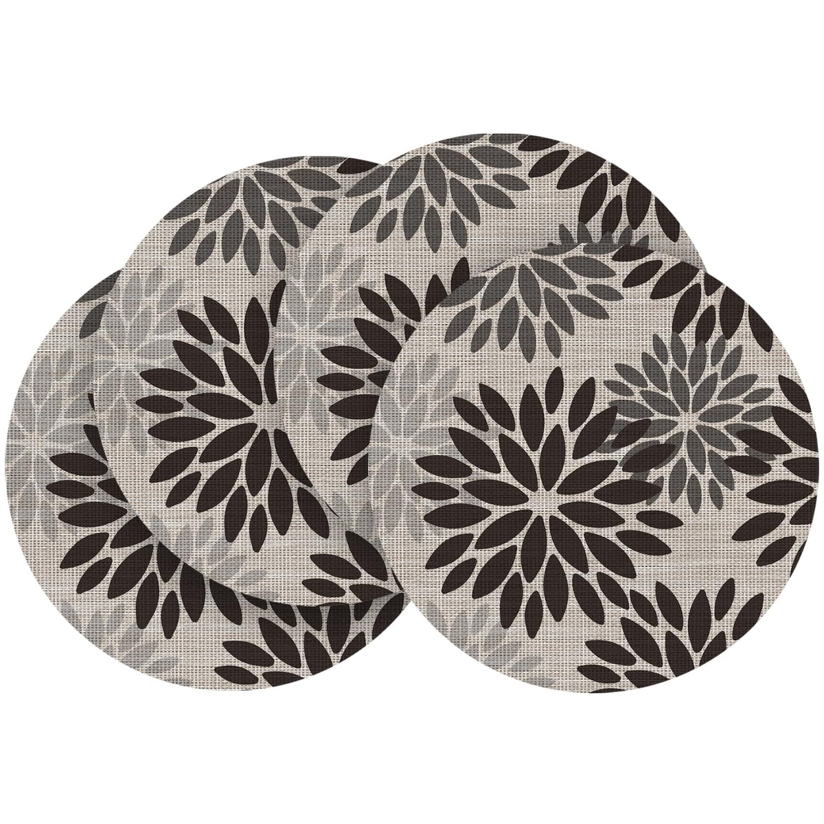 Artoid Mode Floral Vinyl Placemats Set of 4, 12x18 Inch Thanksgiving Washable Non-Slip Plastic Vinyl Place Mats for Party Kitchen Dining Decor, Olive Green