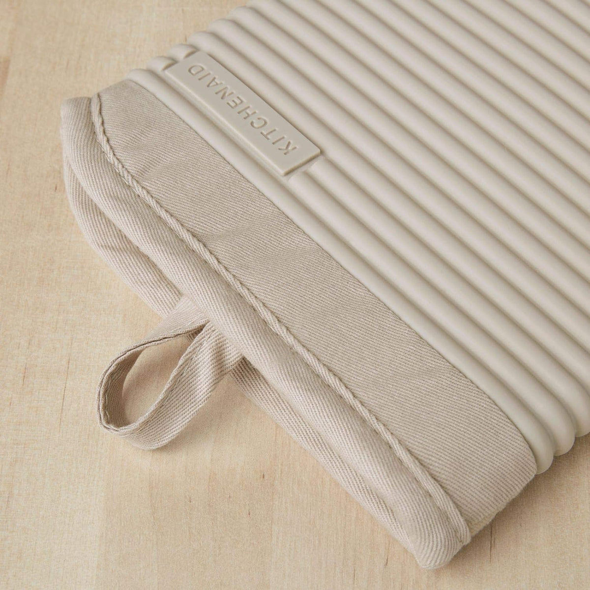 KitchenAid Ribbed Soft Silicone Oven Mitt and Pot Holder Set, Milkshake, 7"x13" Mitts + 7"x9" Holders