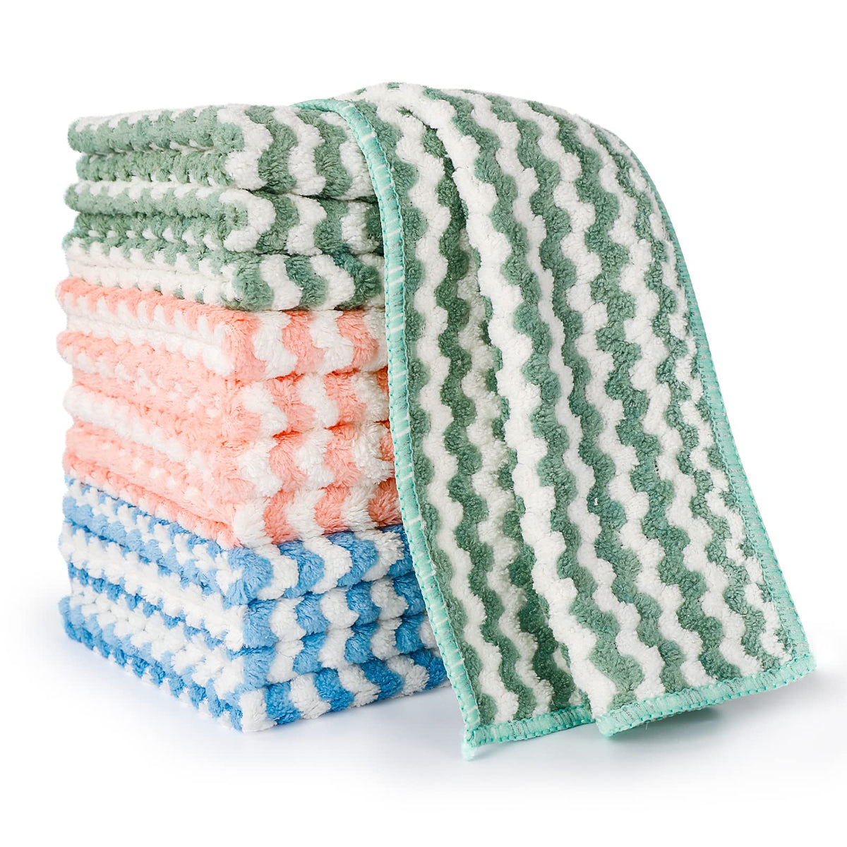 Kitchen Dish Cloths, 12 Pack, 10 x 10 Inches, Super Absorbent Microfiber Dish Towels, Soft Lint Free Reusable Dish Rags for Washing Dishes, Drying, Counters and Sink, Grey