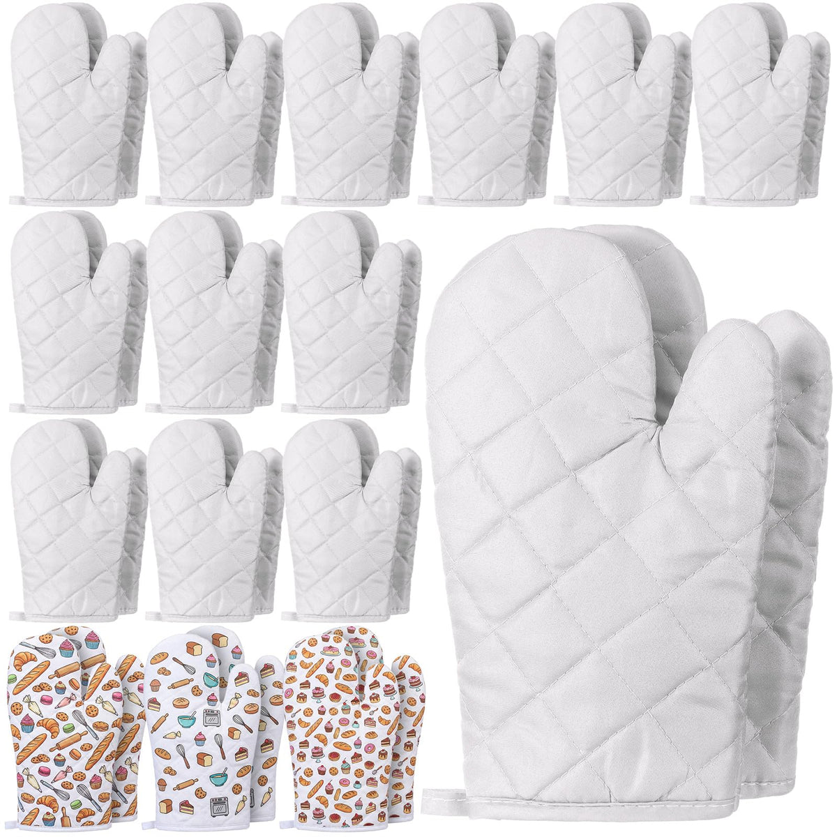 Geyoga 12 Pairs Oven Mitts Bulk Heat Resistant Oven Gloves, Red