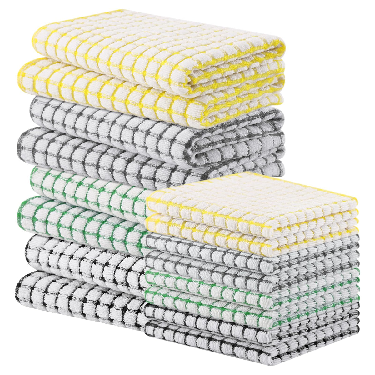 Homaxy Cotton Terry Kitchen Towels and Dishcloths Set of 8, Mixed Color