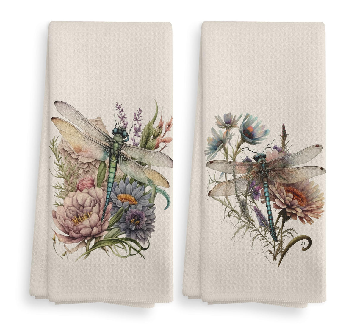 Vintage Floral Kitchen Towels and Dishcloths Set of 2, Vintage Decorative Kitchen Towels, Bouquet Decorative Towels, Retro Wildflower Drying Cloth Hand Towels for Bathroom Kitchen, 16×24 Inches