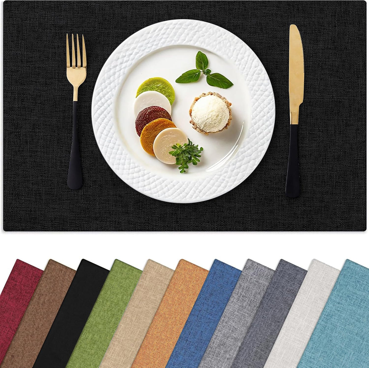 Homaxy Cloths Placemats for Dining Table Set of 6, 13" x 19", Flaxen