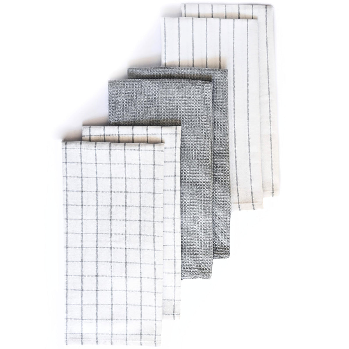 Cotton Dish Towels For Kitchen Drying - Highly Absorbent Wide Beige Striped Plaid Tea Towels - 18"X28" Set Of 6 Farmhouse Linen Dishtowels In Bulk - Pano De Prato Para Cozinha - T Towles Towls