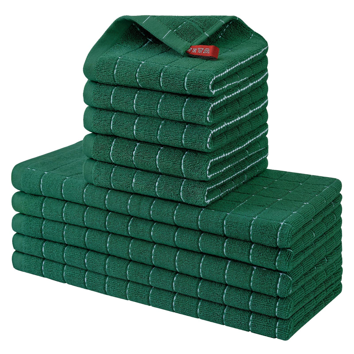 Homaxy Cotton Terry Kitchen Towels and Dishcloths Set of 8, Black