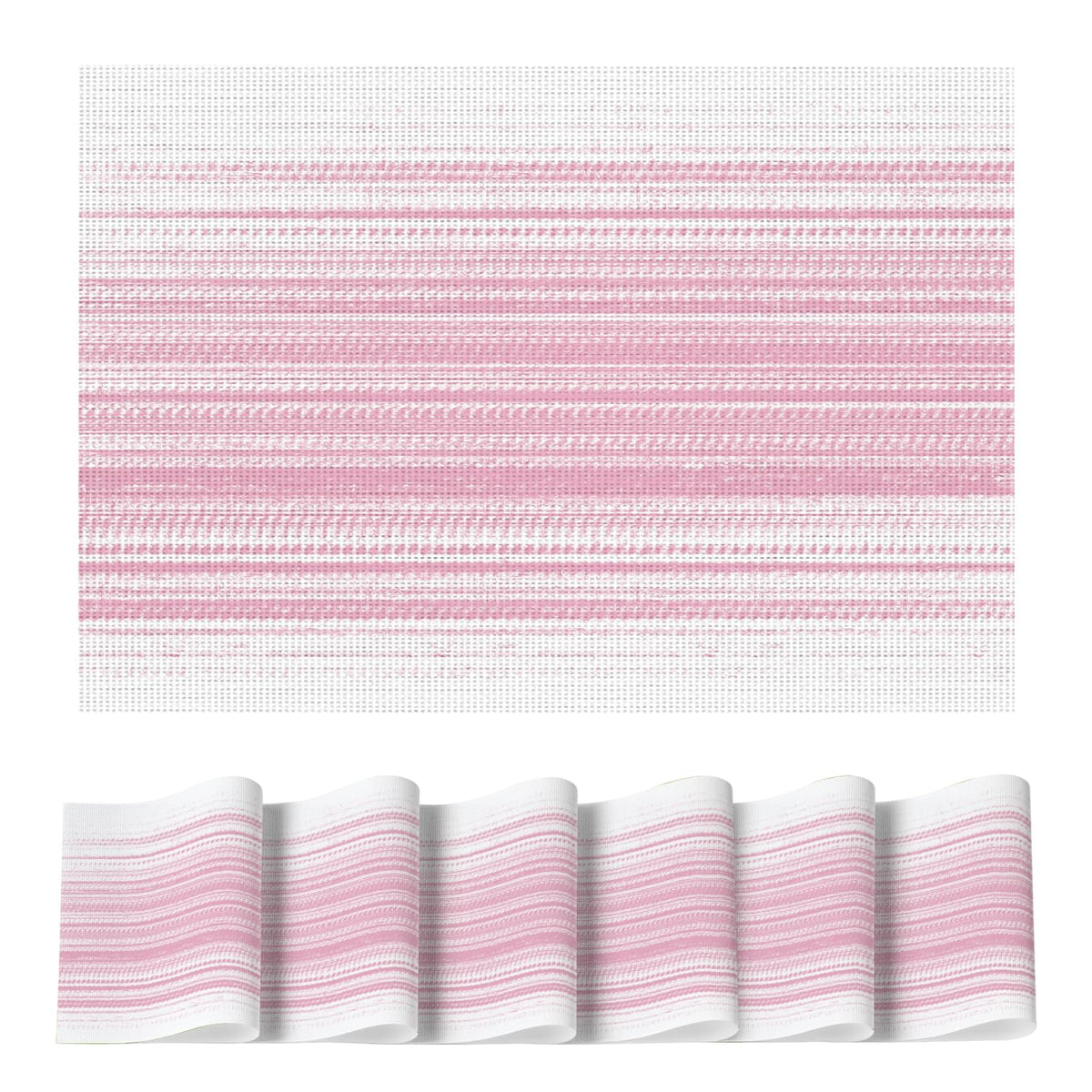 Artoid Mode Navy Blue Gradient Stripes Placemats Set of 4, Washable Heat Resistant Non-Slip Woven Plastic PVC Place Mats for Farmhouse Party Kitchen Dining Decor