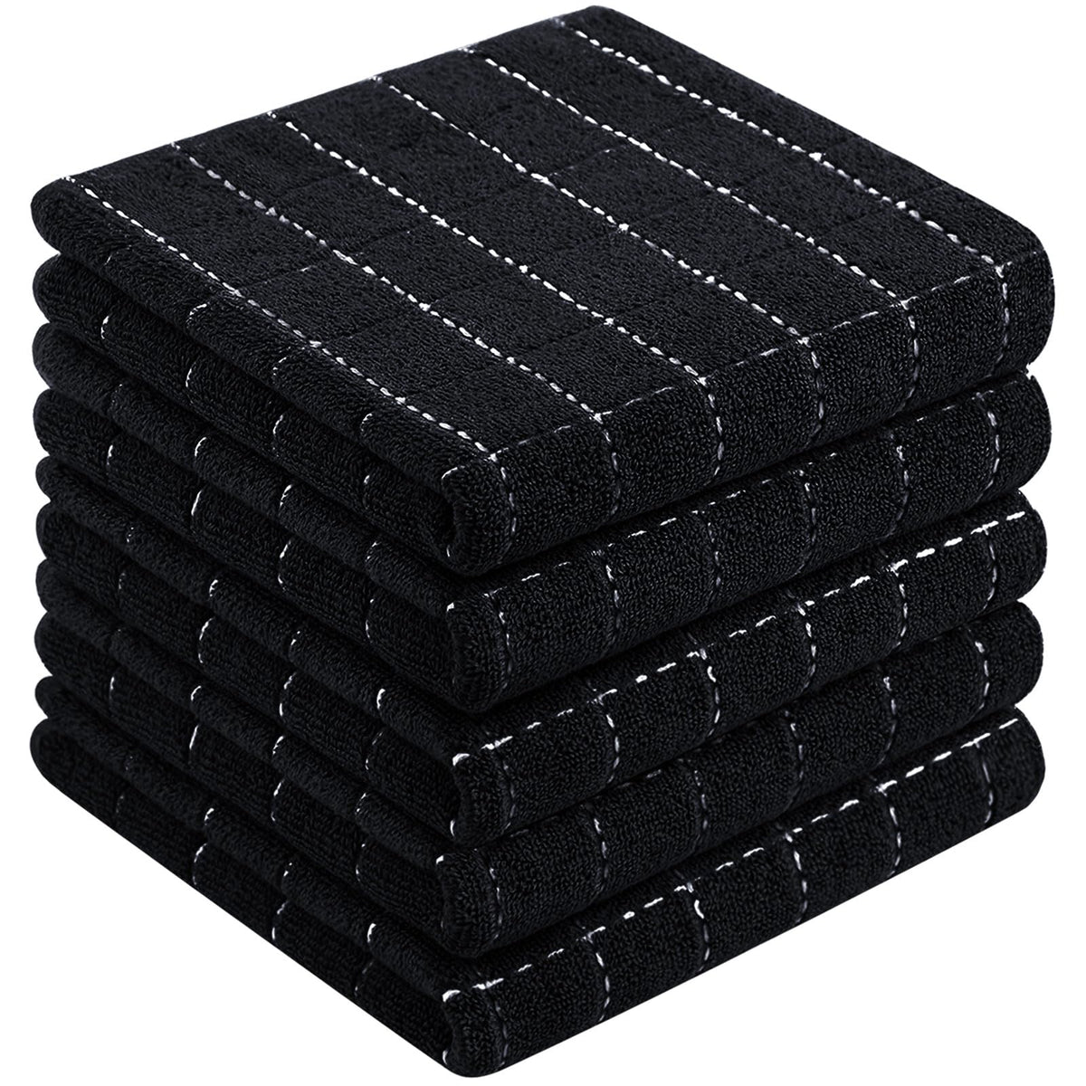 Homaxy 100% Cotton Terry Kitchen Towels, 2 Pack, Black