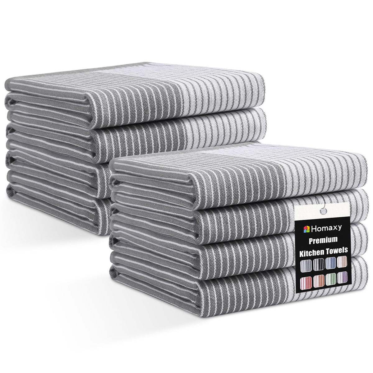 Homaxy Premium 100% Cotton Kitchen Towels 18"x28", 6 Pack, Khaki