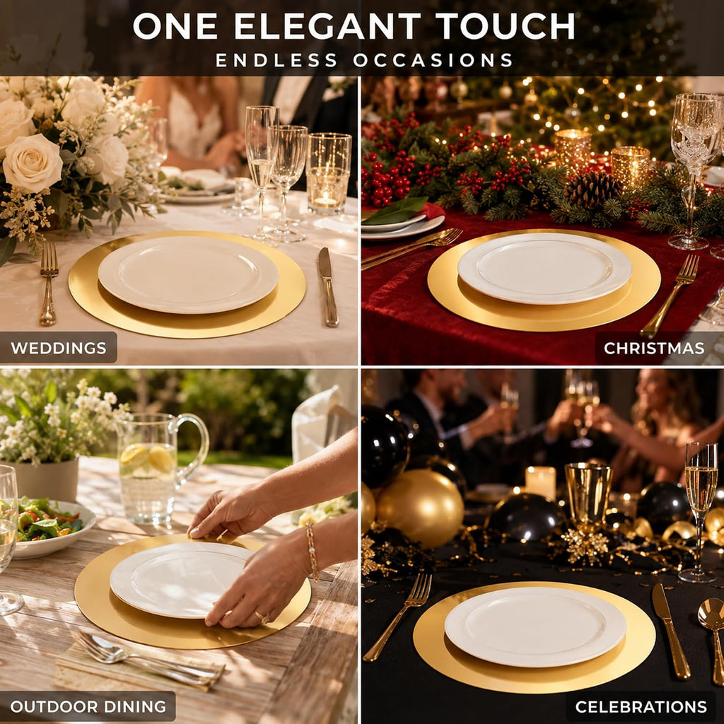 Tioncy 50 Pcs Gold Round Paper Placemats Disposable Table Mats