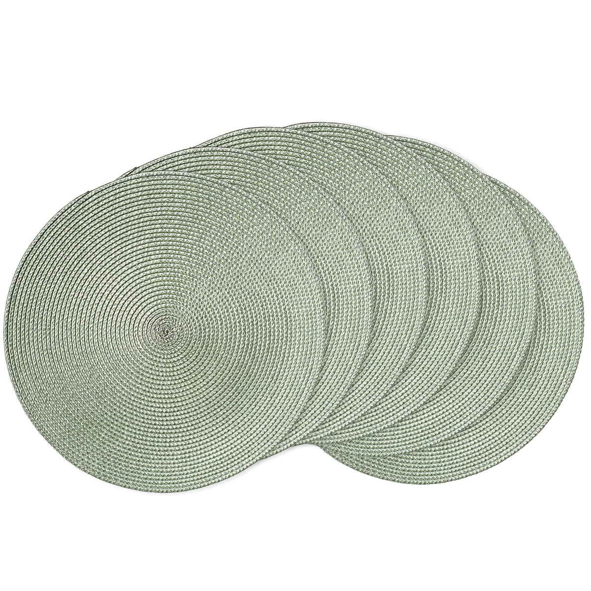 AHHFSMEI Round Placemats Set of 6 Heat Resistant Washable Non-Slip Woven Braided Table Mats for Dining Table Kitchen & Home Decor (Black)