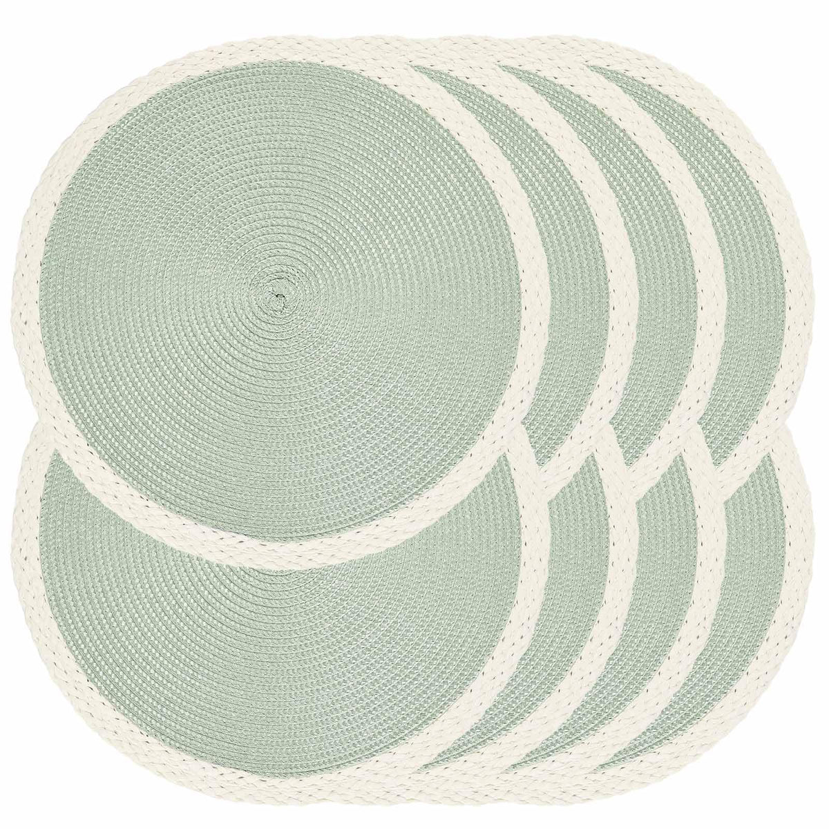 Round Placemats Set of 4, Woven Table Mats, Thin Edge, Black