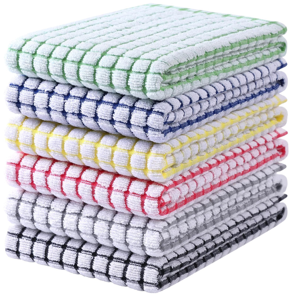 Mordimy Cotton 6 Pack Terry Kitchen Towels, 16 x 25 Inches