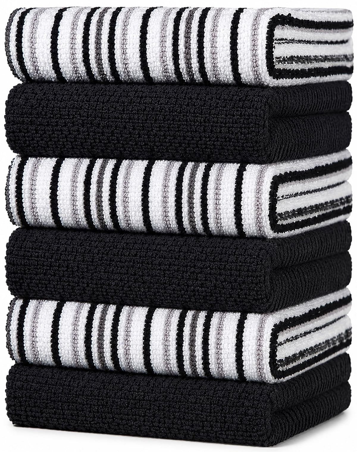 Bumble Kitchen Towels 6 Pack 100% Cotton 16"x26" - Tan Wide Stripe