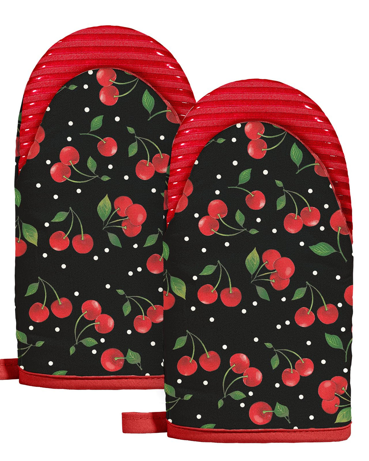 Slohif Vintage Floral Mini Oven Mitts Set – Beige Extended Short Heat Resistant Kitchen Gloves for Women, 100% Cotton Oven Mitts with Silicone Grips, Non-Slip and Thick Durable for Cooking & Baking