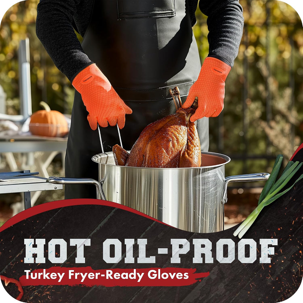 KITCHEN PERFECTION Smoker BBQ Grill Gloves -High Heat Resistant Oven Mitts