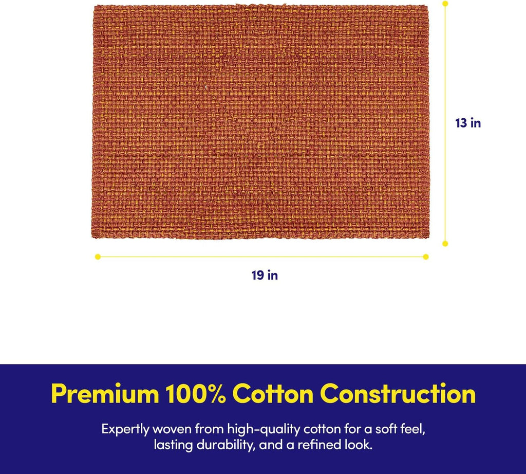 Sweet Home Collection 100% Cotton Placemats for Dining Room Rectangle Two Tone Woven Fabric 13" x 19" Soft Durable Table Mat Set, Set of 4, Rust