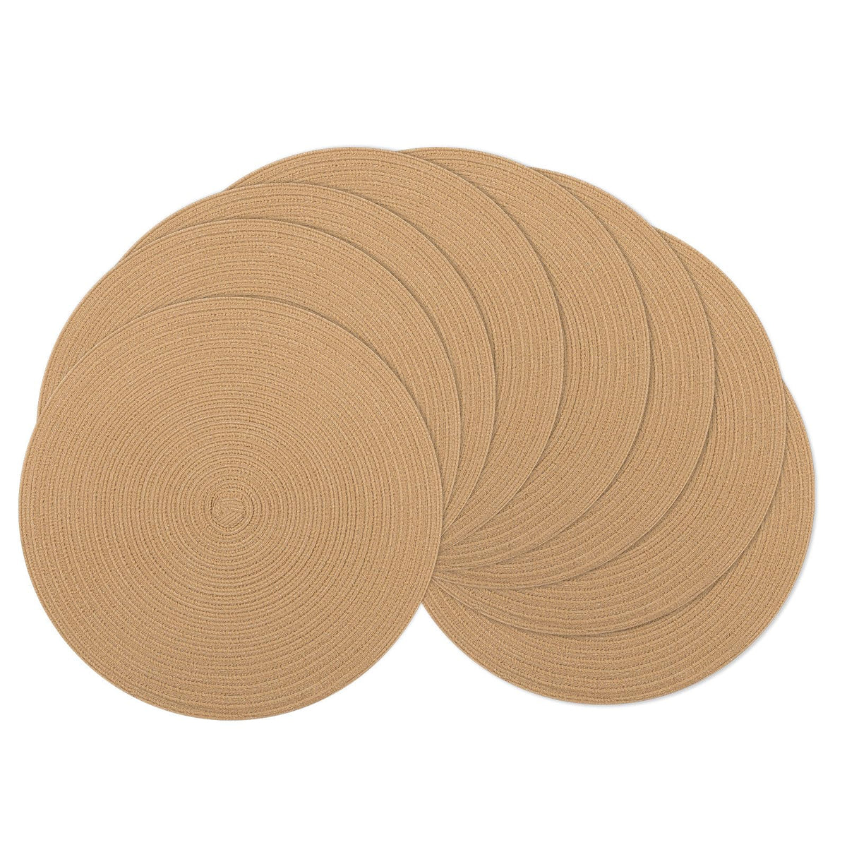 SHACOS Round Braided Placemats Set of 4 Washable Place Mats for Dining Tables 15 inch Non Slip Kitchen Table Mats (Beige, 4)