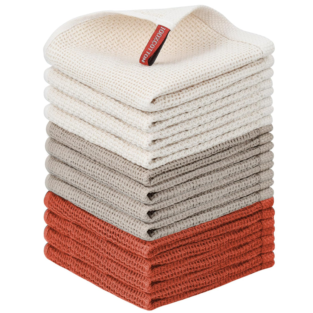 Nialnant 6 Pack Kitchen Towels and Dishcloths Sets,100% Cotton Soft Absorbent Quick Drying Dish Towels for Kitchen,Washing Dishes,12x12 Inches, Multi Color