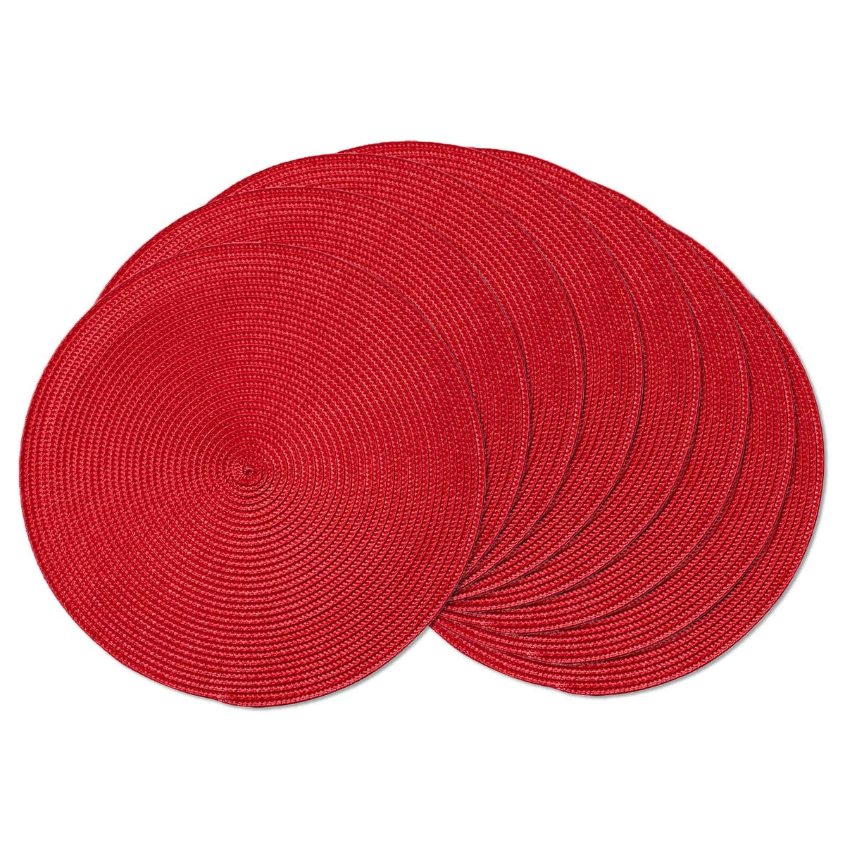 AHHFSMEI Round Placemats Set of 6 Heat Resistant Washable Non-Slip Woven Braided Table Mats for Dining Table Kitchen & Home Decor (Black)