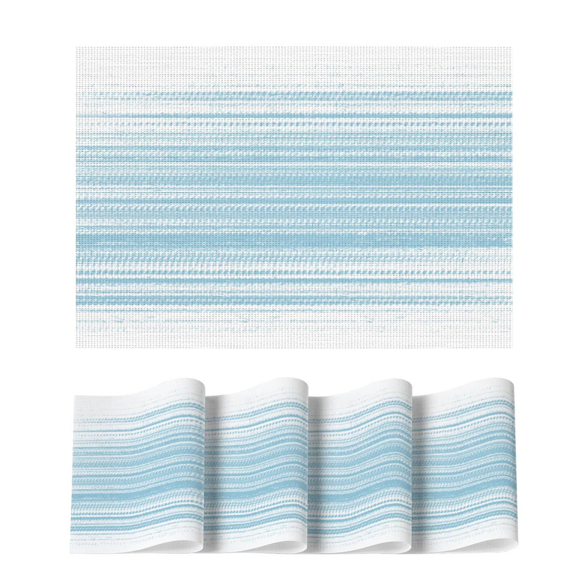 Artoid Mode Navy Blue Gradient Stripes Placemats Set of 4, Washable Heat Resistant Non-Slip Woven Plastic PVC Place Mats for Farmhouse Party Kitchen Dining Decor
