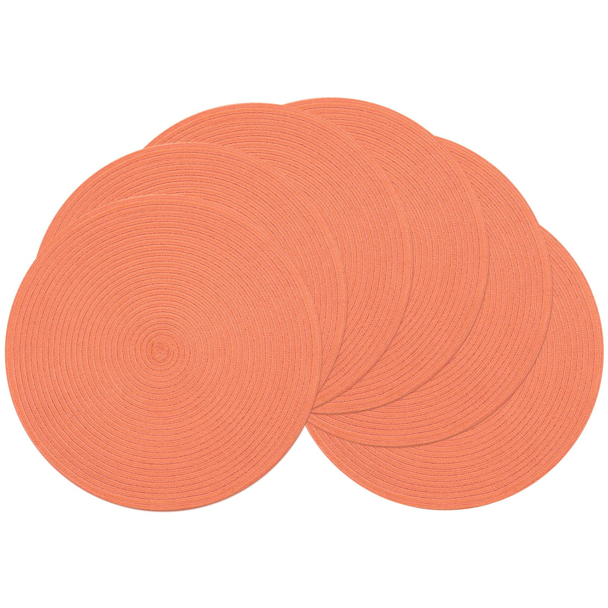 SHACOS Round Braided Placemats Set of 4 Washable Place Mats for Dining Tables 15 inch Non Slip Kitchen Table Mats (Beige, 4)