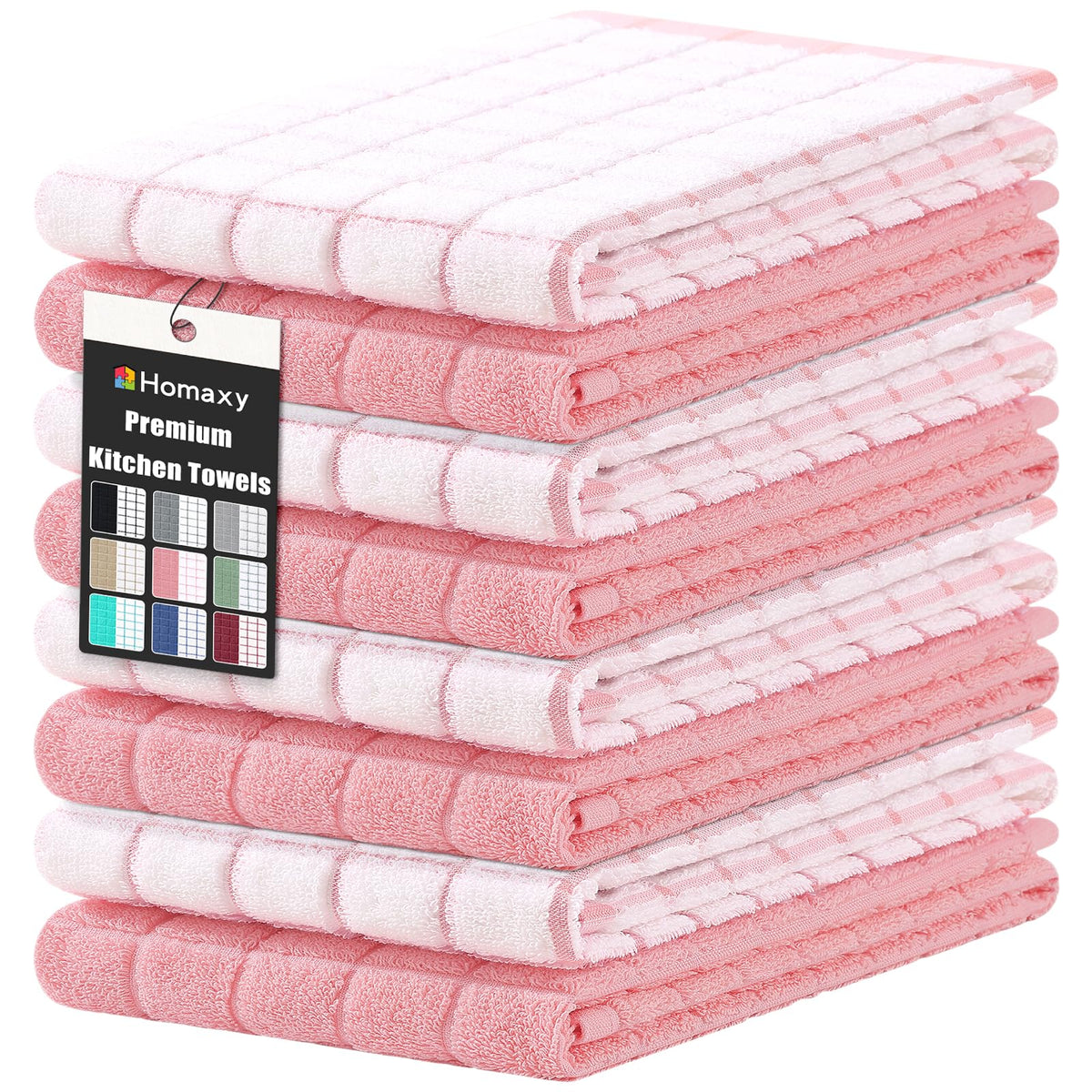 Homaxy Large Premium Cotton Kitchen Towels 16"x 28", 6 Pack, Grey