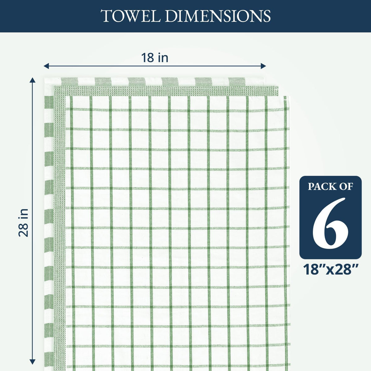 LANE LINEN Dish Towels for Kitchen 100% Cotton Tightly Woven 6 Pack - Olive