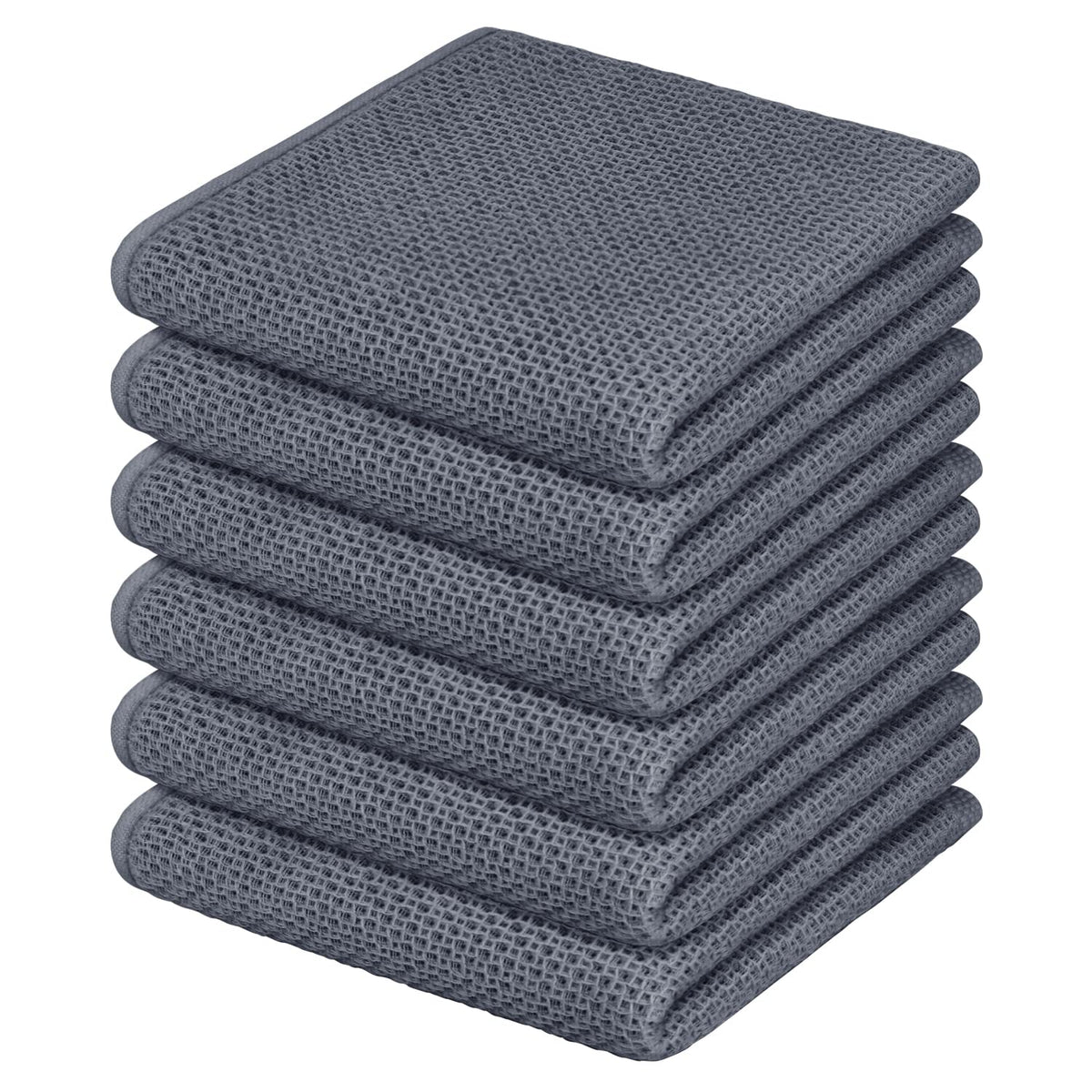 Nialnant 6 Pack Kitchen Towels and Dishcloths Sets,100% Cotton Soft Absorbent Quick Drying Dish Towels for Kitchen,Washing Dishes,12x12 Inches, Multi Color